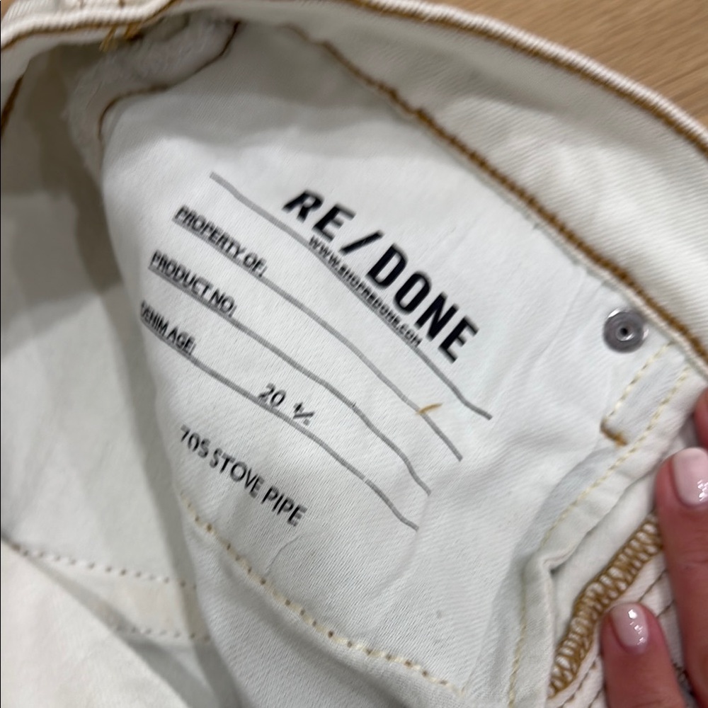 Re/Done 70s Stove Pipe White(blue tint) Straight Leg Jeans - Picture 3 of 6